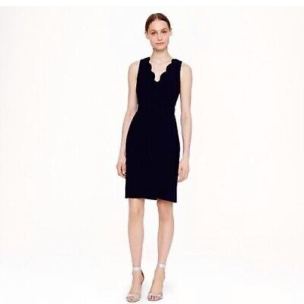 J CREW Scalloped Faux Wrap Sleeveless Sheath Dress